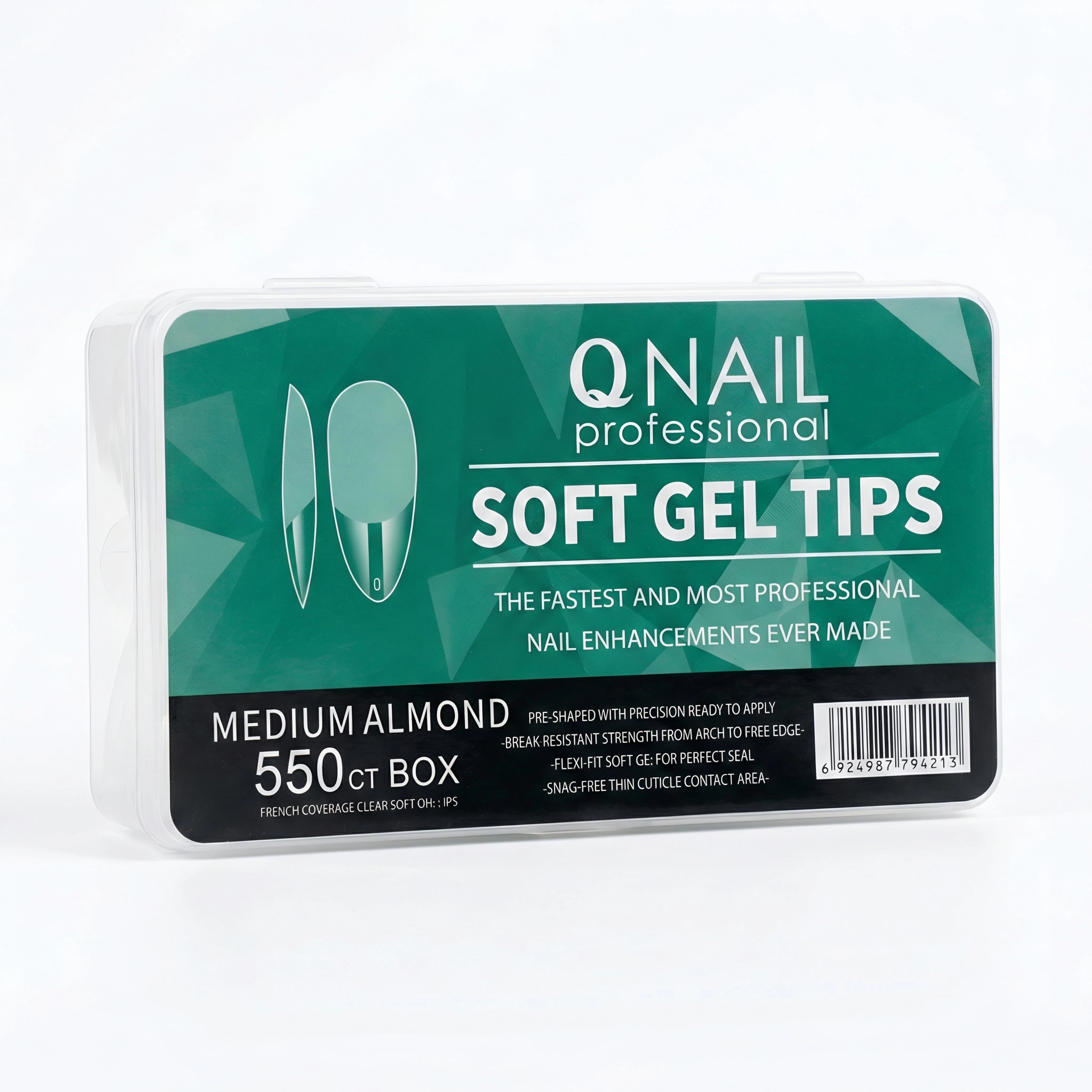 QNAİL SOFT JEL TİPS 550 Lİ MEDİUM ALMOND (BADEM)  İÇİ MAT 