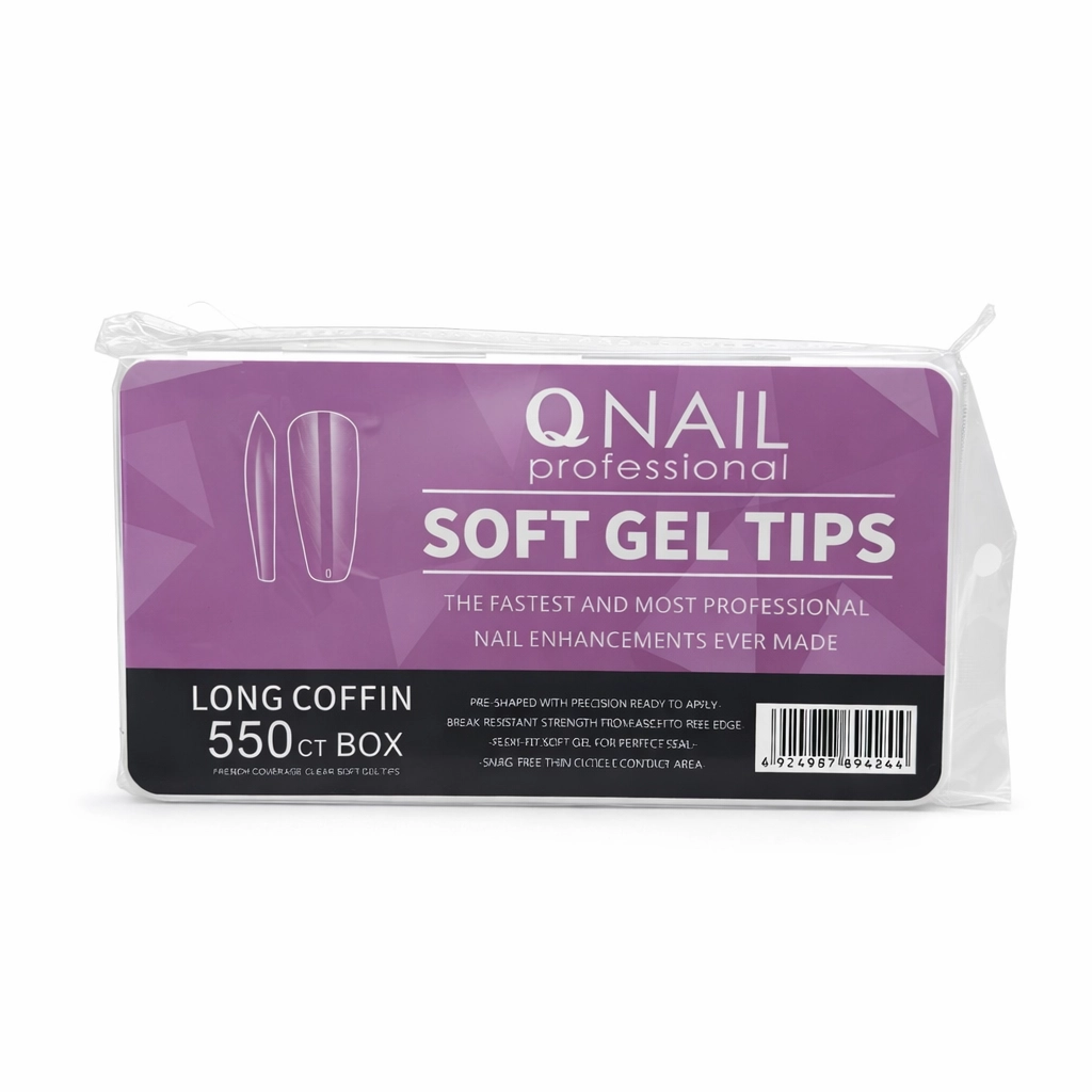 QNAİL SOFT JEL TİPS 550 Lİ  LONG COFFİN İÇİ MAT 