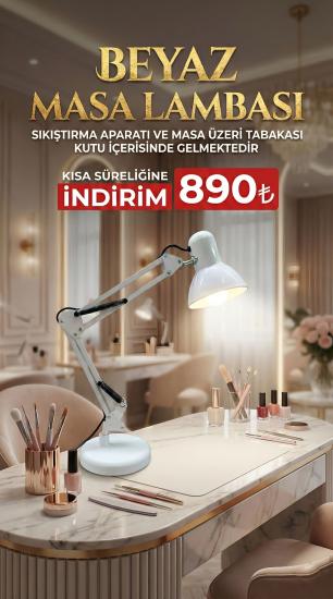 MASA LAMBASI BEYAZ RENK METAL 