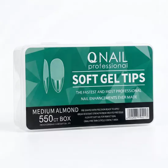 QNAİL SOFT JEL TİPS 550 Lİ MEDİUM ALMOND (BADEM)  İÇİ MAT 