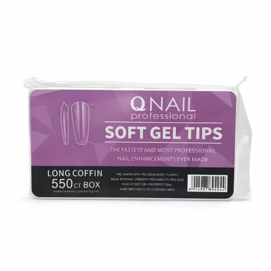 QNAİL SOFT JEL TİPS 550 Lİ  LONG COFFİN İÇİ MAT 