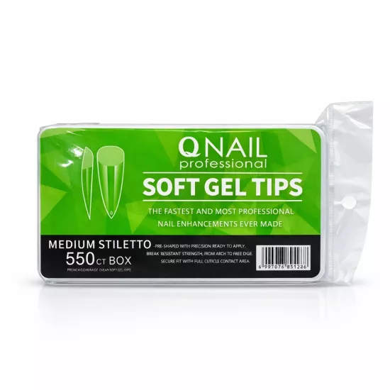 QNAİL SOFT JEL TİPS 550 Lİ MEDİUM STİLETTO İÇİ MAT 
